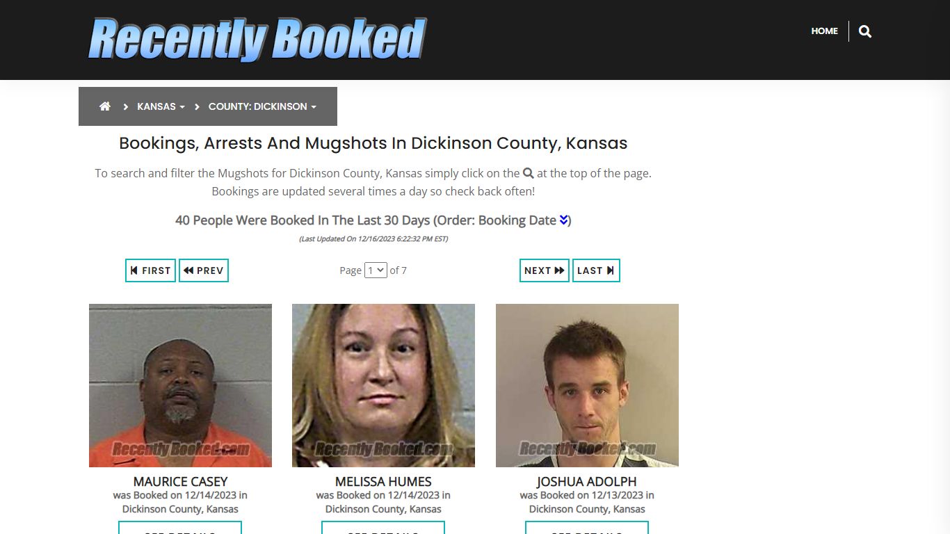 Bookings, Arrests and Mugshots in Dickinson County, Kansas