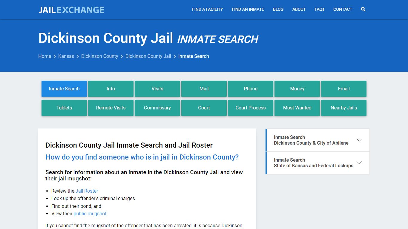 Inmate Search: Roster & Mugshots - Dickinson County Jail, KS