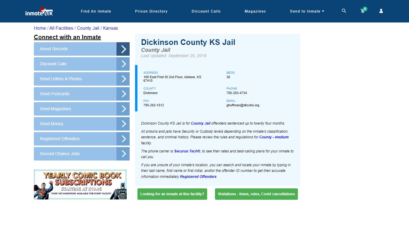 Dickinson County KS Jail - Inmate Locator - Abilene, KS
